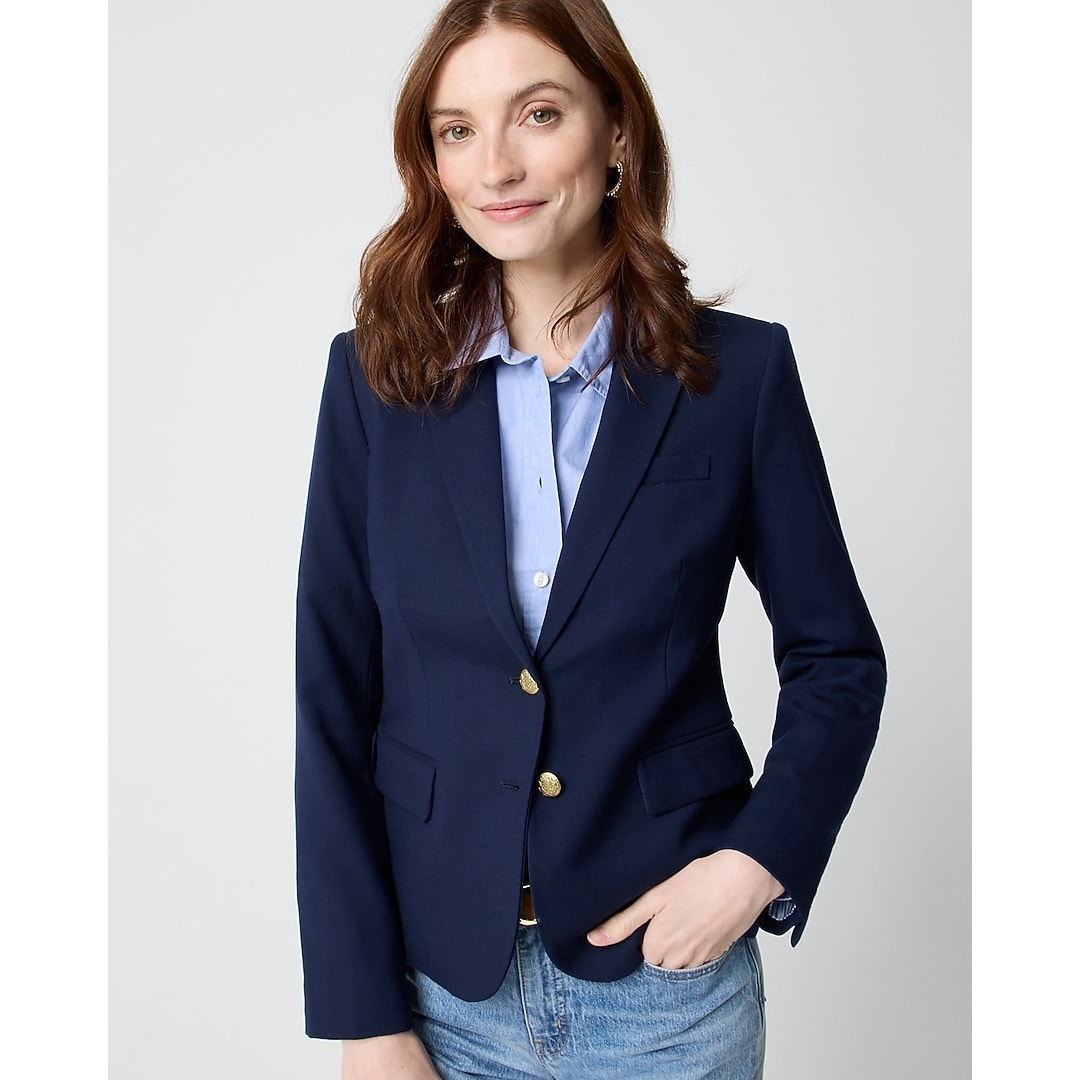 J. Crew Women's Original Schoolboy Blazer Coat Long Sleeves Navy Size 0p Nwt